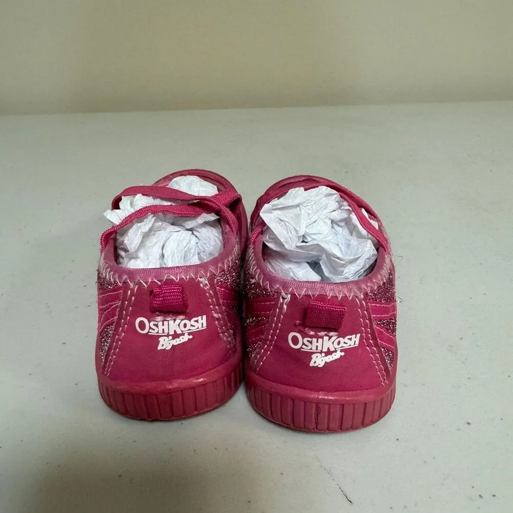 OshKosh Slip On Sneakers Girl's 6 Pink Sparkle Play Shoes Easy No Tie Spring